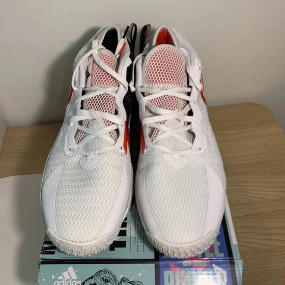 1406. Adidas Dame 8-White/VividRed/Black-US 14.5 Mens - Picture 3 of 4